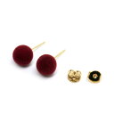 ピアス【alamode-147】ベロアボールレッドノンニッケルペア(2個)▼2200円以上でネコポス送料無料▼アクセサリーピアスかわいいXmas