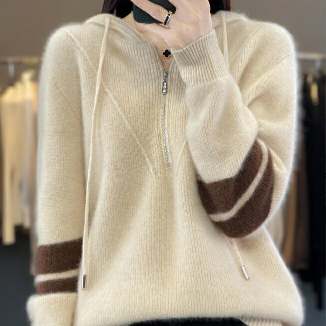 Rakuten - 秋冬 ニット セーター レディース ニット トップス カシミヤ混 フード付き ゆったり 可愛い お洒落 オフィス セーター hbq089