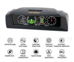 AUTOOL X90 GPS 速度傾斜計傾斜計カー Hud 自動車チルトピッチ角分度器緯度経度スマートコンパス