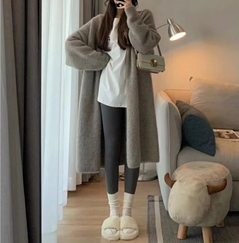 カーディガンコートニット秋冬無地快...