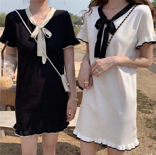 Rakuten - レディース 大人可愛い 高級感 メリヤスワンピース シャツ ドレス 台型ワンピース ニット 丸首 セーター hbq588
