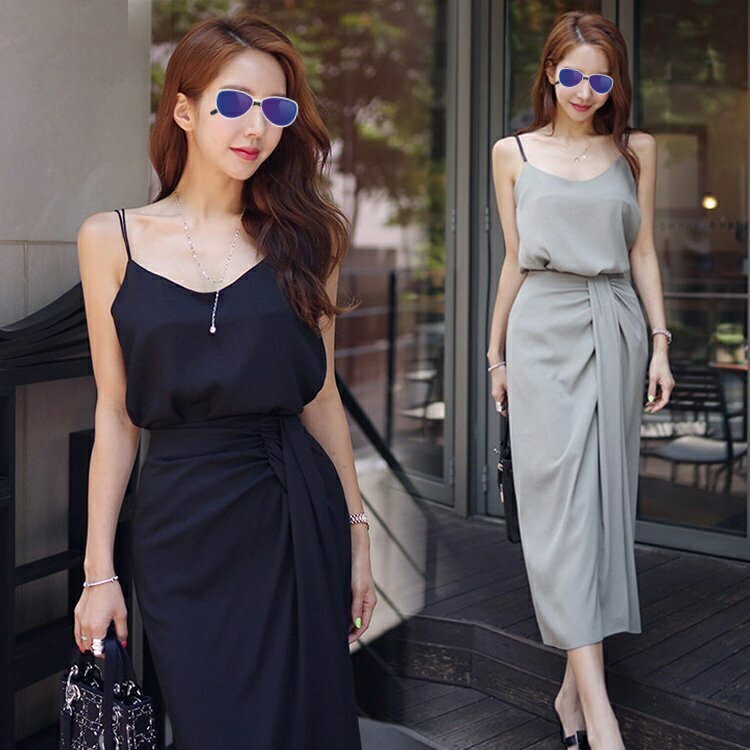 Rakuten - ワンピース2点セット 夏 キャミワンピース スリットスカート ワンピース2点セット レディース 40代 キレイめ マキシワンピース 春 hbq699