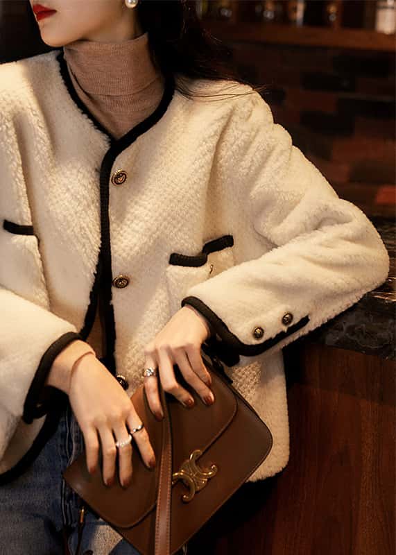 【2024新作】高級感溢れる100%ウール レディースジャケット ノーカラー 秋冬用 防寒アウター 軽量で柔らかい着心地 フロントボタン付き カジュアル＆フォーマルスタイル対応 人気 おしゃれ【X&W】