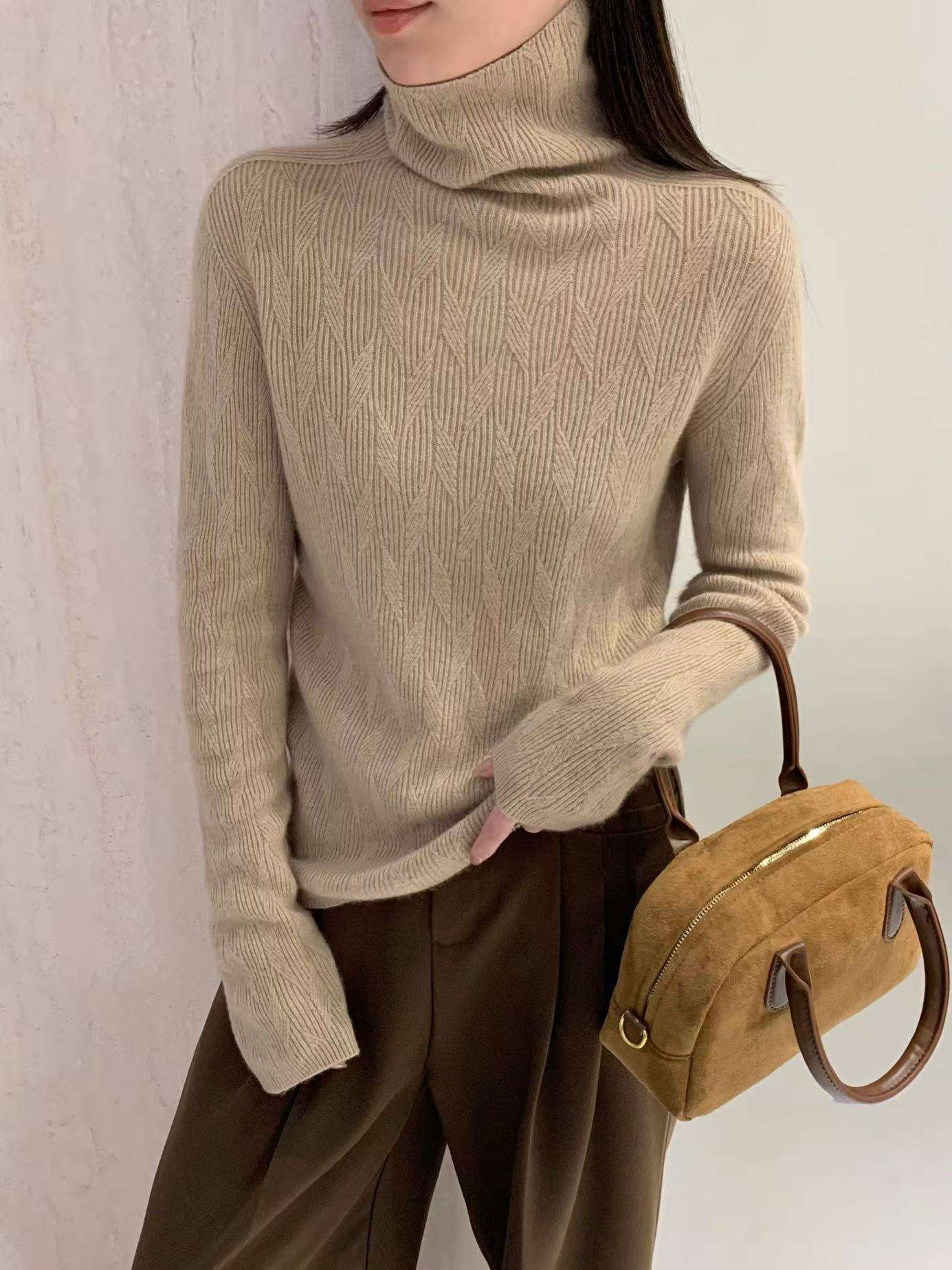 レディース タートルネック セーター オーストラリア産 メリノウール カシミヤ 柔らかい 軽量 保温性抜..