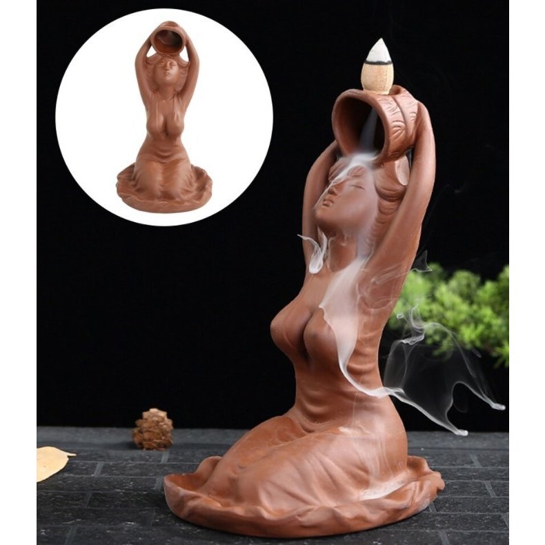 女性型の倒流香 水浴びする女性 香炉 お香ホルダー 流川香 香炉用品