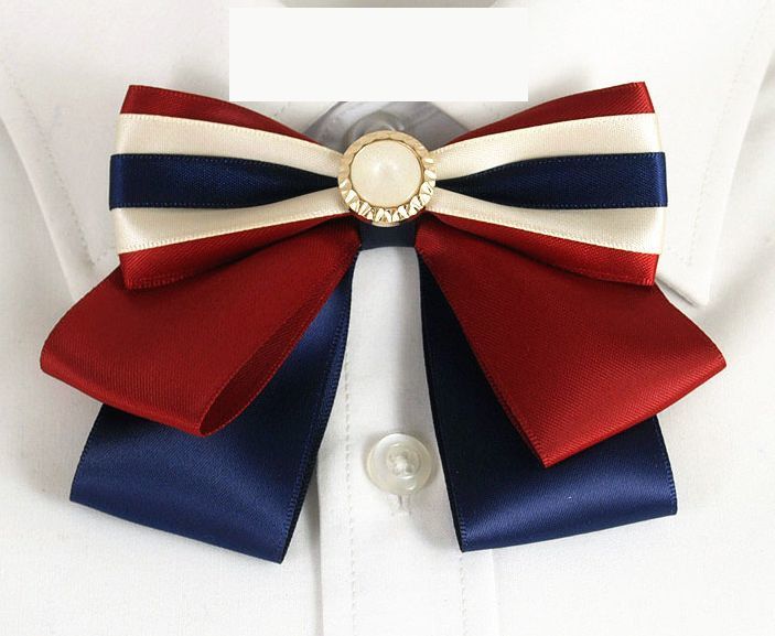蝶ネクタイ リボン結び風 トリコロールカラー キラキラ パール風