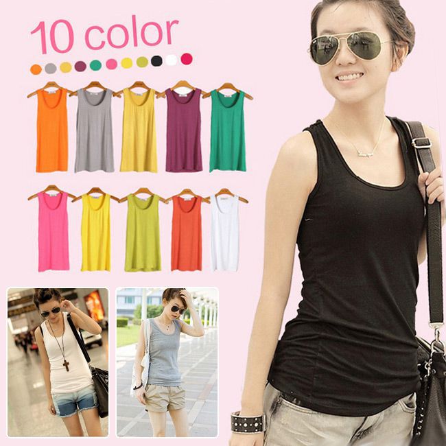 レディース タンクトップ 無地 綿100％ ノースリーブ インナー トップス 重ね着 夏服 薄手 シンプル カジュアル 伸縮性 柔らかい 肌触り 快適 10色 カラバリ豊富 フリーサイズ 大人 女性用