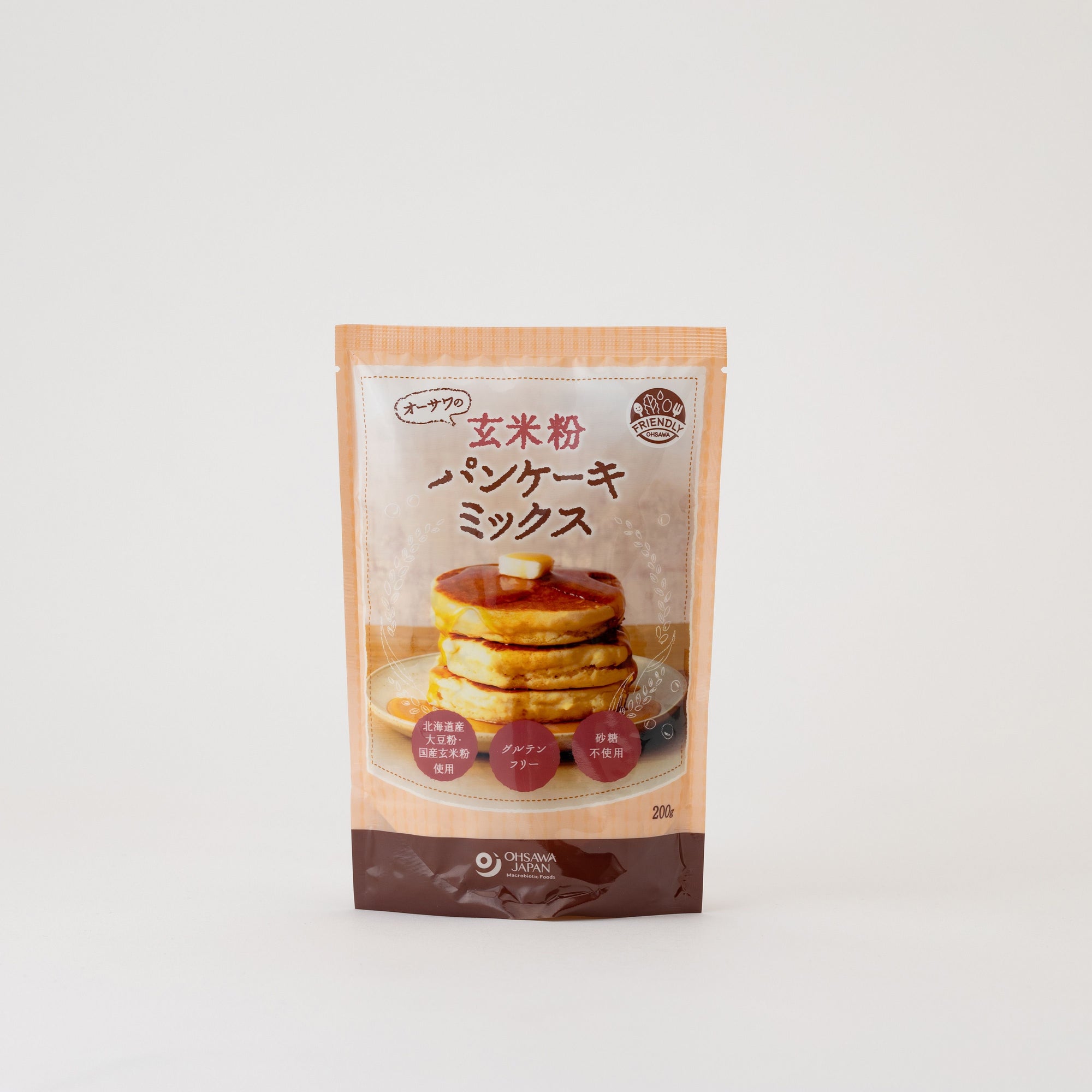 ■砂糖・卵・乳製品不使用■パンケーキのほか、蒸しパンやドーナッツ、クッキーなどに 商品説明 原材料 玄米(埼玉県、北海道他)、大豆(北海道)、食塩(シママース)/ベーキングパウダー(アルミニウム不使用) 賞味期限冷暗所で1年 内容量200g ブランド名オーサワジャパン