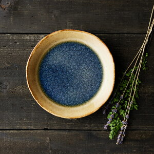 【P10倍 11/20 20時より】平皿 プレート(18.8cm) 青 ブルー 信楽四季彩陶-小暑 朝凪/あさなぎ 食器 信楽焼 おかず 一品料理 カフェ デザート おしゃれ 一生もの 一点物 つまみ キッチン 煮物 ボウル 食洗器 ギフト ラッピング プレゼント