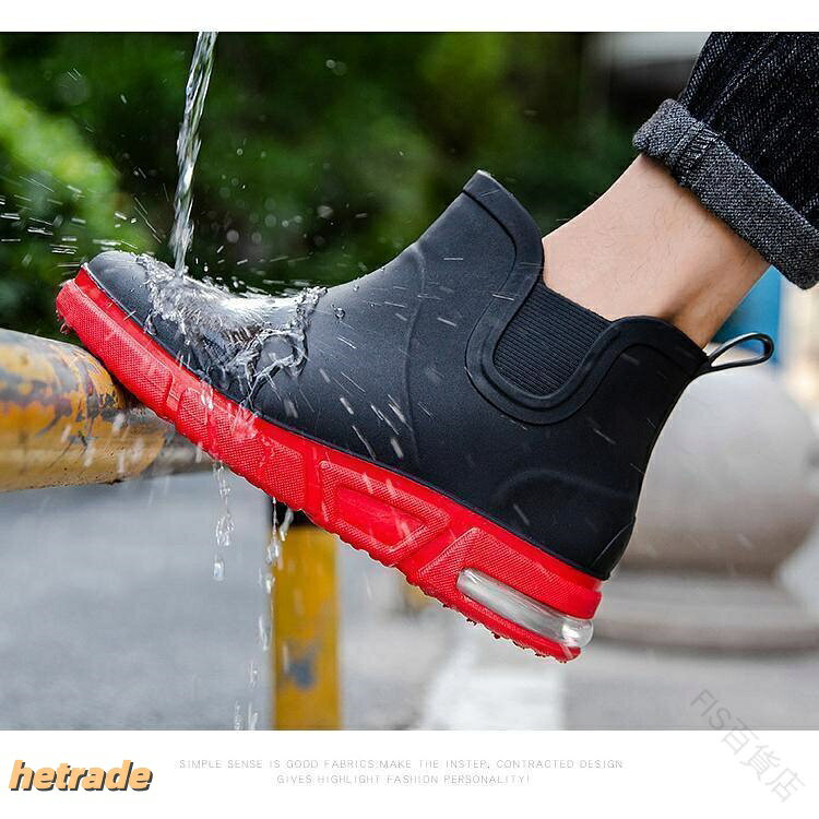HEトレードの防水レインシューズ メンズ 防滑ブーツ おしゃれ雨天靴 通勤用レインブーツ アウトドア防水 ショートタイプレインシューズ 防滑設計 ビジネス用雨天シューズ 歩きやすいレインウェア｜アングル2