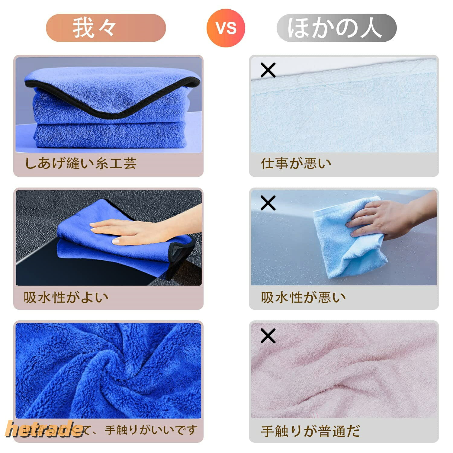 洗車タオル マイクロファイバークロス 厚い繊維 柔らかい マイクロファイバータオ...