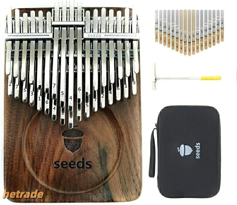 【商品について】キー数:34keysseedsは唯一の二段デザイン、PCT(Patent Cooperation Treaty)の国際特許を申し込みしてます。seedsは調音ハンマーで簡単に調音できます。これは伝統を破る最先端のデザインです。ペンチでチューニングする不器用な方法をあきらめました。二段の34音の特別なデザインにより三つのカリンバが同時に演じることを感じることができます。上は半音階、ピアノブラックキーに似ているような機能でオクターブを演じることができます、音域が普通のカリンバより幅広くなります。下のキーボードは標準のC調にマッチしています。また、通常17音の上に半音階を追加されたので、34音の2層カリバーは伝統的な17音と21音カリンバより音域が豊かにしています。カリンバ自体ただ2.5センチの厚さがあって、大きさは通常の17音カリンバと同じです。カリンバの周りはよく磨かれていて、手持ちしやすい。メーカー側の意匠変更により、予告なく外観上のデザイン カラー 仕様 製品包装等が変わる場合がございます。【注意事項】※画像はご覧になっているモニターやPCなどの環境により、実物と多少カラーが異なる場合がございます。※ページに記載の通りですが、製造時期や改良などによって仕様が若干異なる場合がございますので何卒ご了承下さい。※色味やサイズが異なるなどのクレームはご対応致しかねますので、ご了承ください。※商品のサイズは採寸方法によって、若干な誤差が生じる場合はあります。ご了承ください。※こちらの対応と商品について何かご不満がありましたら、「レビュー」を付ける前に一度ショップとご連絡してお願いいたします、ショップの誠意を持って最後まで対応させていただきます。【品質保証】34音 カリンバ 初心者向け 二段の半