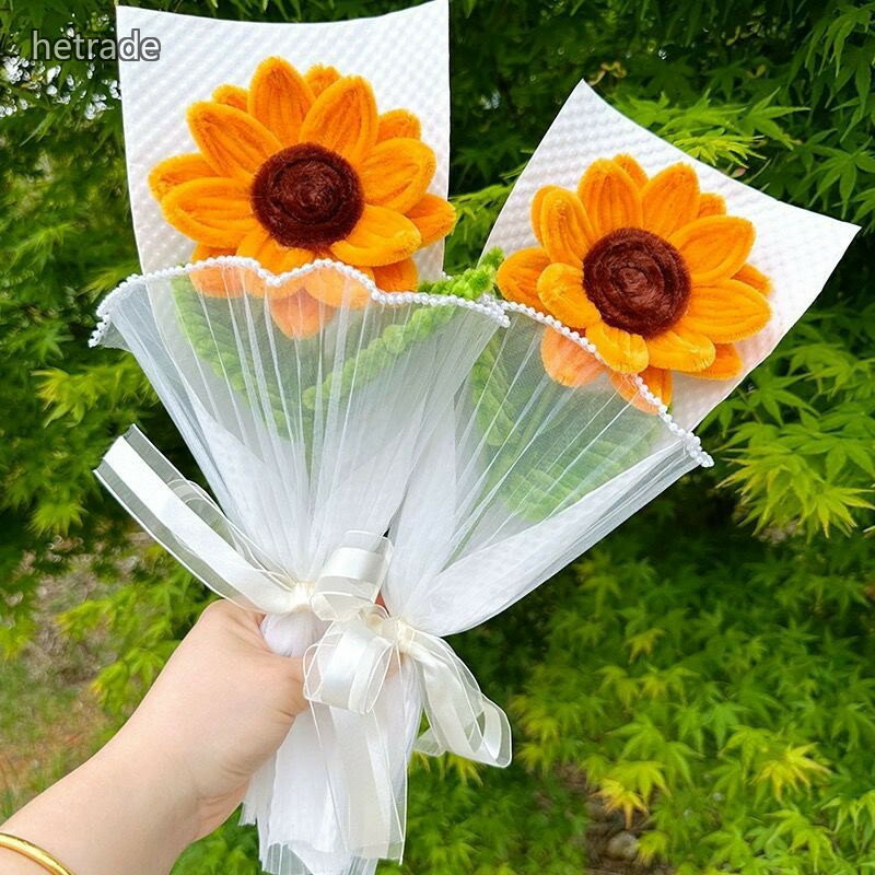 完成品 ひまわり 手芸 モール 造花 モールフラワー 枯れない花 手作り プレゼント 母の日 敬老の ...