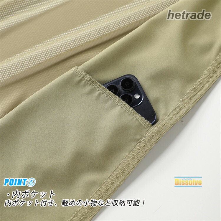 HEトレードのサマーベストベストメンズ春夏ベスト接触冷感通気性無地ベスト作業服軽量薄手メッシュベストカメラマン登山農業撮影用釣りアウトドアゴルフはおりメッシュジップ透かし編み｜アングル3