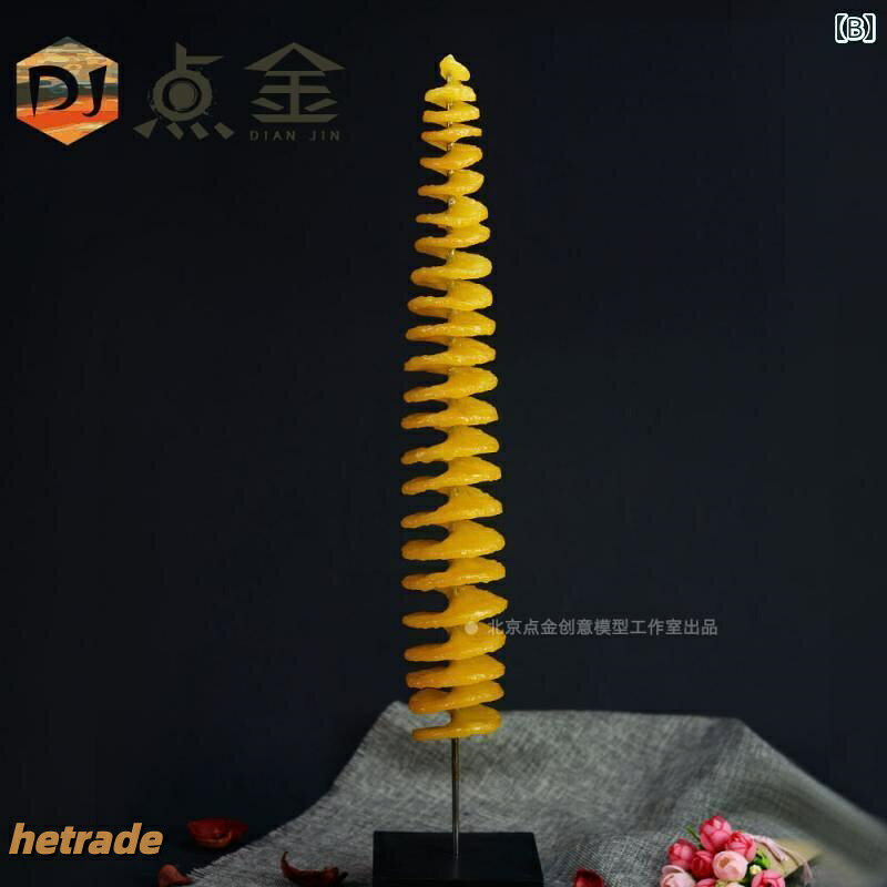 HEトレードの食品 サンプル 撮影 小道具 ディスプレイ 装飾品 フェイク リアル 見本 食玩 ポテト タワー フライドポテト コーンタワー型 クリスピー トルネード｜アングル2