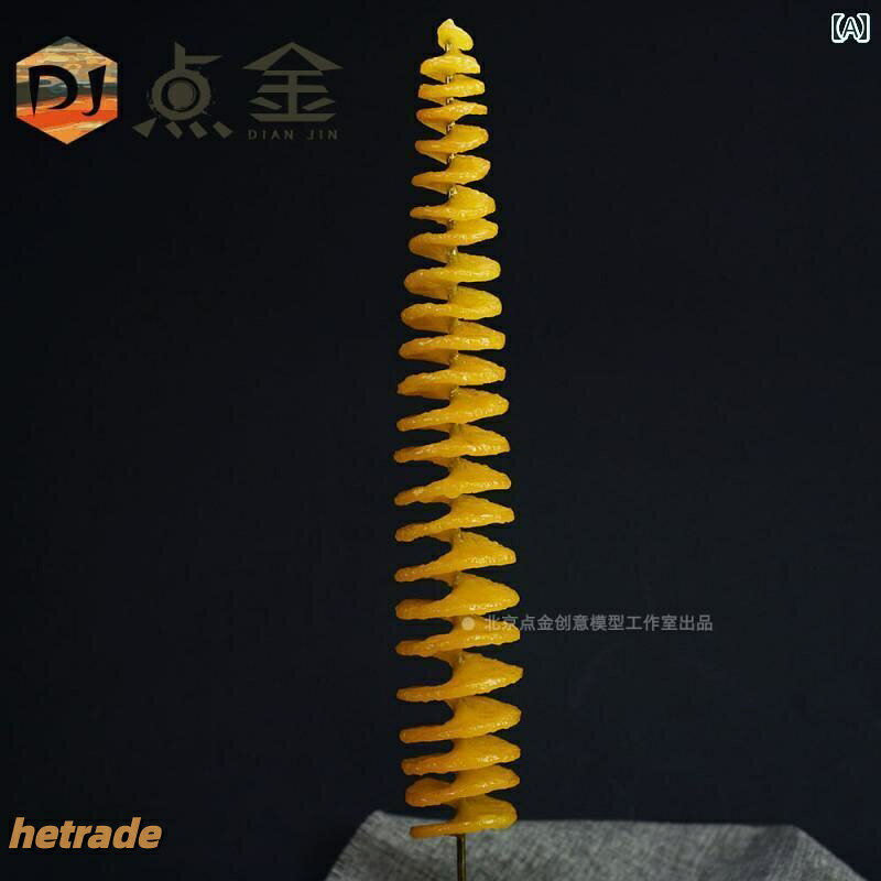HEトレードの食品 サンプル 撮影 小道具 ディスプレイ 装飾品 フェイク リアル 見本 食玩 ポテト タワー フライドポテト コーンタワー型 クリスピー トルネード｜アングル3