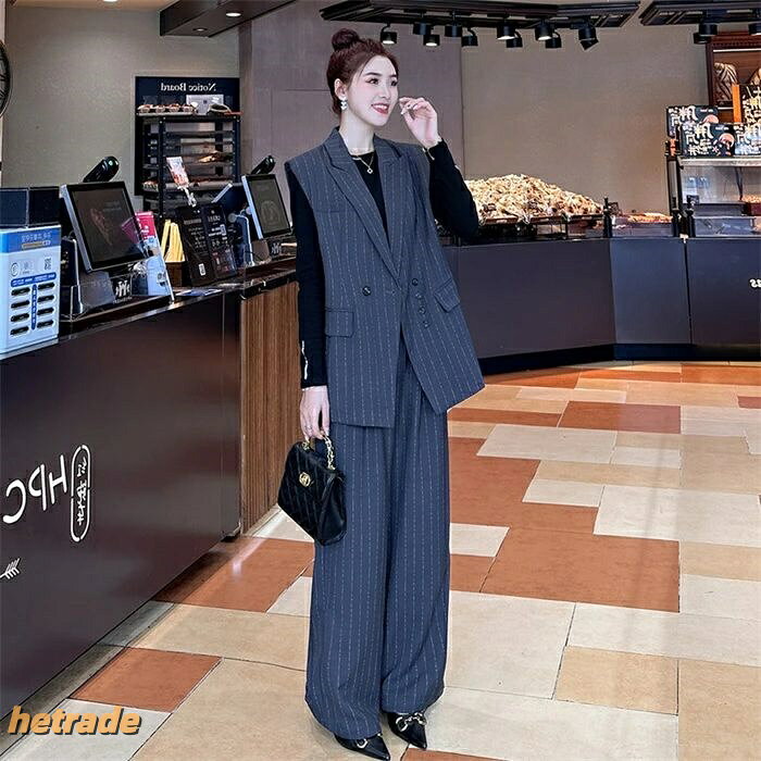 ジレスーツ パンツスーツ レディース ジレ ベスト ビジネススーツ パンツ セットア...