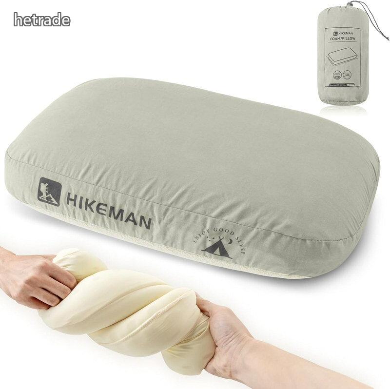 HEトレードのキャンプ 枕 キャンプ枕 携帯枕 最強 ウレタン コンパクト カバー洗える 通気性 オールシーズン使える 肌触りが良い ピ 収納袋付き 軽量｜アングル2