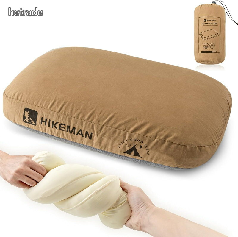 HEトレードのキャンプ 枕 キャンプ枕 携帯枕 最強 ウレタン コンパクト カバー洗える 通気性 オールシーズン使える 肌触りが良い ピ 収納袋付き 軽量｜アングル3