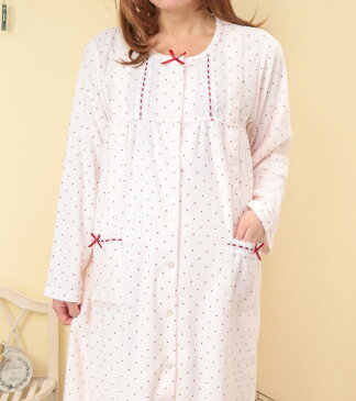 授乳用マタニティパジャマ前開き 長袖 パイル ドット 【春・秋向き商品】【マタニティパジャマ】【授乳口付きパジャマ】【女性用ナイトウェア】【ルームウェア】