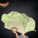 送料無料 シルクファンベール シルク100% ベリーダンスファンベール 右手用 1本 ベール丈40cm 扇長さ31/36cm 扇子 グリーン 団扇 舞台 小道具...