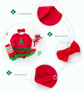 送料無料 クリスマス衣装 サンタクロース コスチューム クリスマス コスプレ ロンパース 4点セット サンタ衣装 髪飾り 靴 ハロウィン 赤ちゃん ベビー仮装 クリスマスプレゼント 出産祝い 0-2歳 楽天海外直送