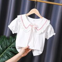 送料無料 ブラウス 女の子 ホワイト 子供 コットンシャツ 夏服 おしゃれ 女児 カジュアル 子供 入学式 七五三 結婚式 入園式 卒業式 発表会 誕生日110...