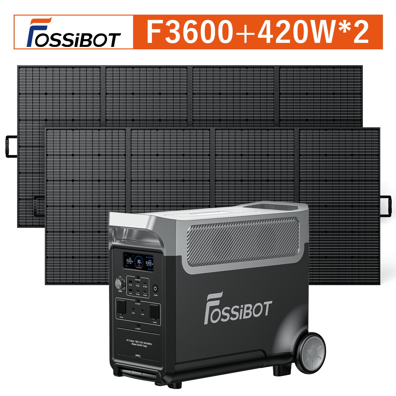 【3点セット】楽天1位 FOSSiBOT ポータブル電源 リン酸鉄 ソーラーパネル420W 超大容量 3868W 3840Wh 高出力 純正弦波 10年寿命 ポータブルバッテリー 防災 3年保証 節電 電気毛布 ヒーター 停…