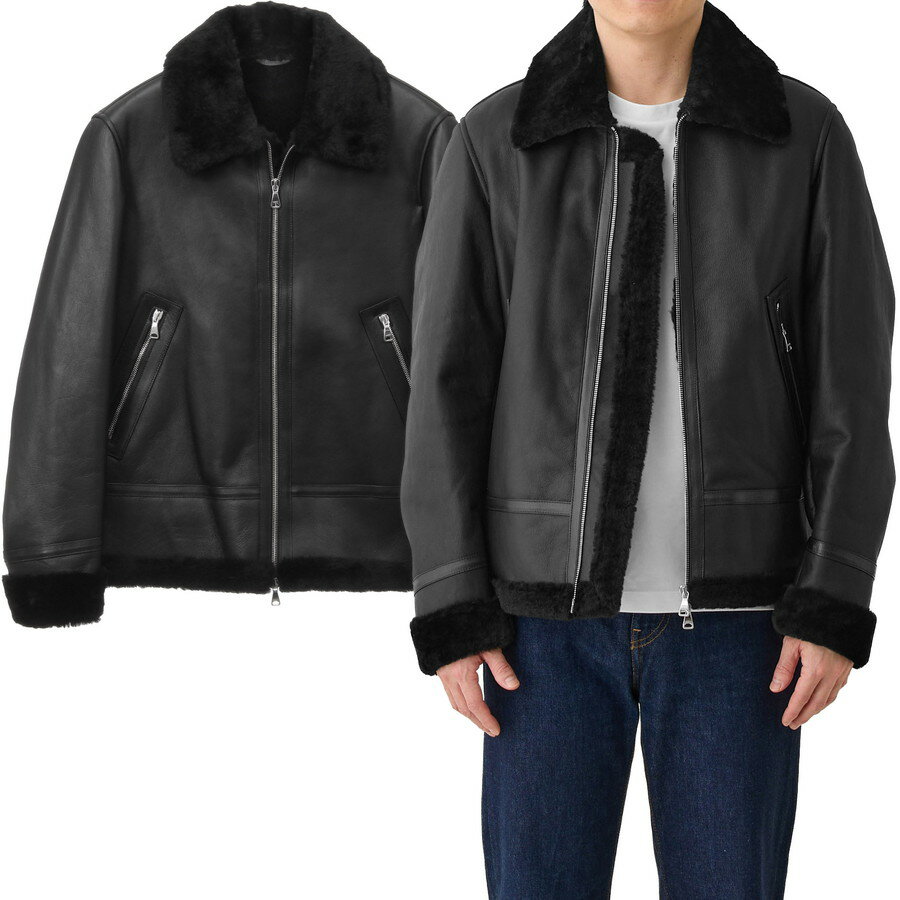 美品 VAZZOLER ムートンジャケット イタリア製 ブラック XL