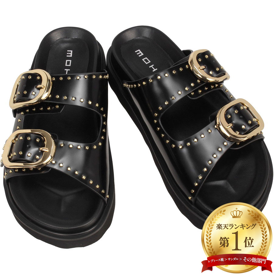 Rakuten - モヒ レディース ダブルバックルサンダル スタッズ ネグロ Mohi W-Buckle Sandals Negro 12-RD22-13A-FL ダブルバックル サンダル ブラック