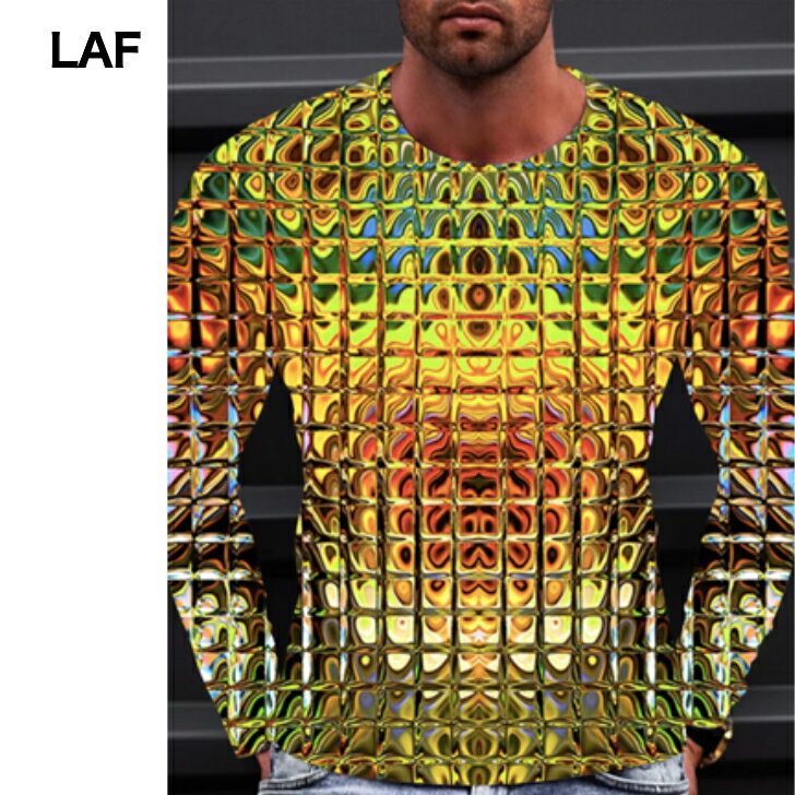 【送料無料】3Dプリント ロングスリーブTシャツ　オモシロTシャツ 　トリックアートTシャツ