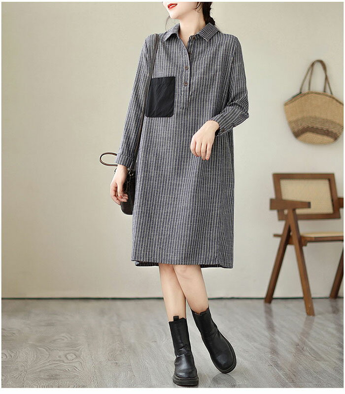 【送料無料】シャツワンピース 長袖 レディース チュニック 大きいサイズ ゆったり 体型カバー ワンピース 膝丈 夏 半袖 シャツワンピ ストライプ シャツワンピース ロングシャツ Aライン 体型カバー 着痩せ 大きいサイズ ストライプ おしゃれ