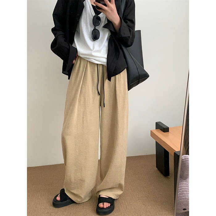 ワイドパンツ 夏 ロングパンツ レディース イージーパンツ 無地 ワイド パンツ ロング丈 ガウチョ 涼しい UV対策 薄手 ウエストゴム ズボン ゆったり 体型カバー カジュアル きれいめ 着痩せ ゆる 可愛い オシャレ ホワイト ブラック 春 秋