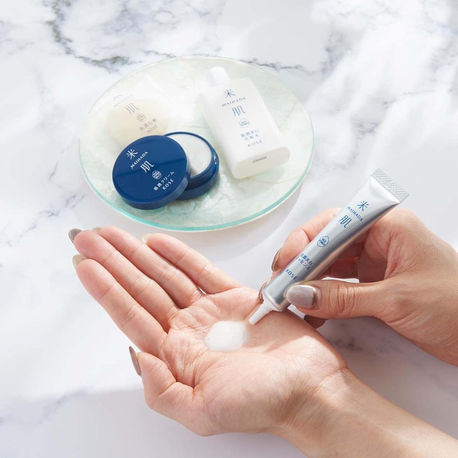 米肌 潤い美白体感セット コーセー KOSE maihada 化粧水 肌潤クリーム 美容液 14日間トライアル お試し 白銀色 1セット