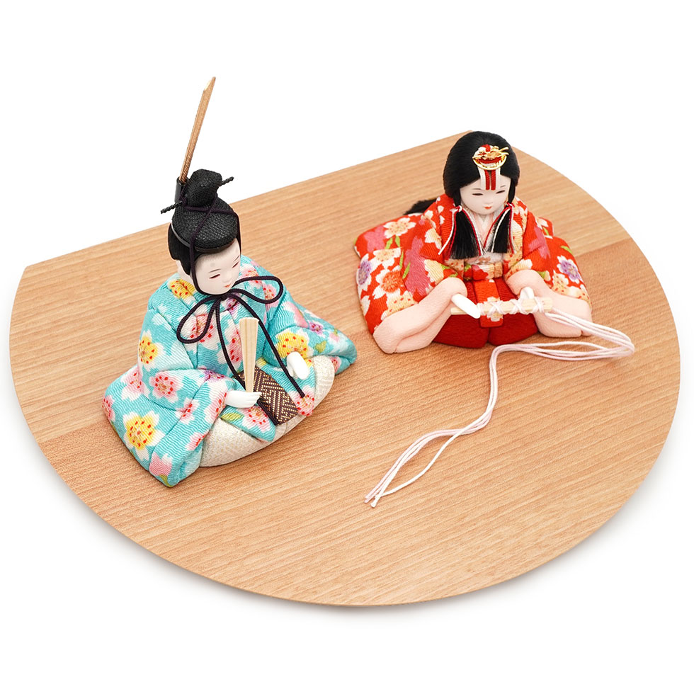 一秀作 江戸木目込 桃山雛 さくら台平飾り　雛人形/ひな人形/雛祭り/おひなさま/節句/コンパクト/かわいい