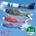 まるでシルクのようなしなやかさ☆祥雲 龍柄吹流 3M 3色セット 【こいのぼり】