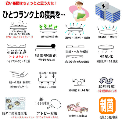 即納OK/ホテル採用 制菌 敷布団 クイーンサイズ抗 アレルギー対応日本製 国産 抗菌 防ダニ 吸汗ドクター敷き布団 クィーンサイズ 洗える圧縮硬質 厚い固綿 敷布団 腰痛 軽量しき布団/しきふとん軽い 敷ふとん/送料無料 - Image 3