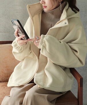 【あす楽】 「脱、重量アウター」新アウターパーカー。 アウター レディース パーカー コート 裏起毛 トップス トレーナー スウェット ジャケット ジップアップ フーディー 小顔 ドロップショルダー 大きいサイズ 黒 グレー ブラウン 夏 春 HUG.U