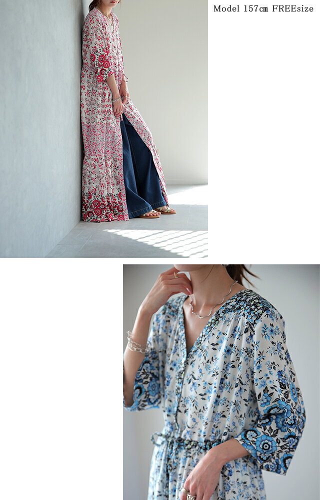 ロングワンピース 2way カーディガン シャツワンピース シャツ ロング ロングシャ...