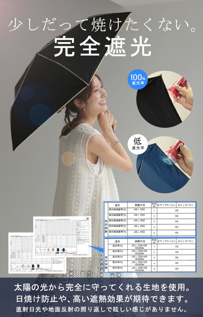 日傘 完全遮光 晴雨兼用 折りたたみ UVカット 小さい 遮光 100 紫外線カット UV レディース 紫外線対策 折りたたみ傘 折り畳み 軽量 軽い 雨傘 大きい 頑丈 母の日 シンプル 無地 かさ 日よけ 折れにくい おしゃれ 女性 黒 ベージュ 春 夏 HUG.U KIZAWA