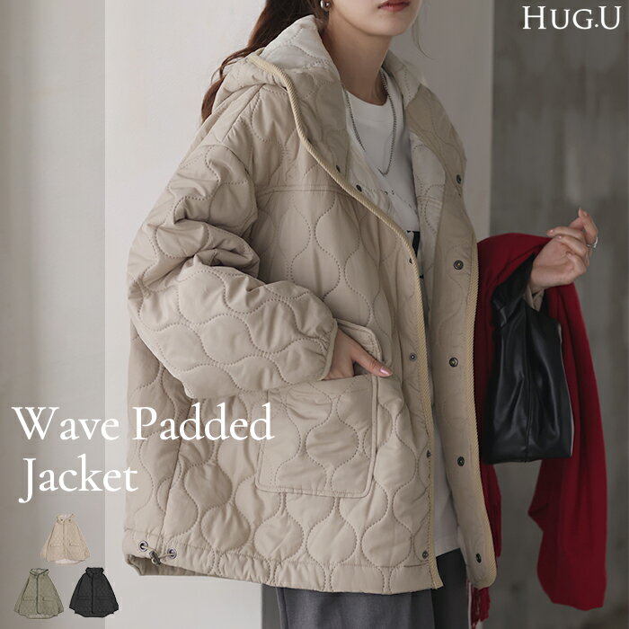 ジャケット キルティング コート レディース アウター ジャンパー キルト フード 無地 刺繍 オーバーサイズ Vネック 中綿 羽織 暖かい ロング ミリタリー...