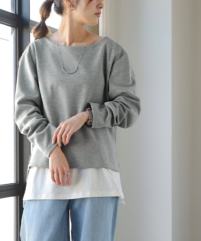 トップス レディース ボートネック ロンT Tシャツ カットソー 長袖 無地 シンプル ...