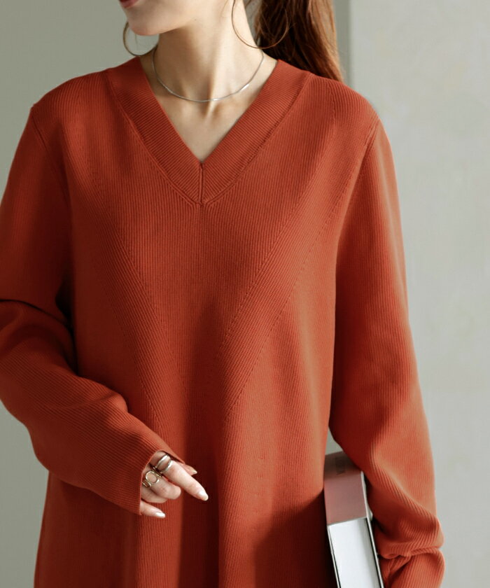 ワンピース スポンジニット 選べる 丈 ■一部2月下旬入荷 ワンピ レディース ニット 軽量 ロングワンピース Aライン ストレッチ Vネック マキシ マキシワンピース ワンピ ロングワンピ 体型カバー 大きいサイズ 長袖 無地 きれいめ ゆったり 黒 春 冬 HUG.U