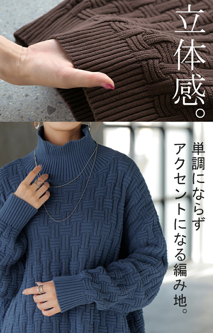 ニット タートルネック 柄 レディース トップス セーター オーバー プルオーバー ...