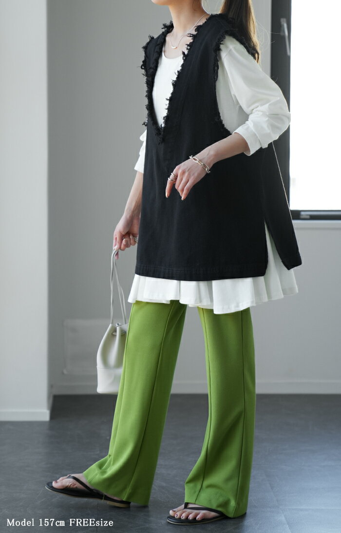 裾フリル 「お尻を可愛く隠す」 カットソー 大人 ブラウス 重ね着 レイヤード ロング Tシャツ ロンT トップス レディース ペプラム フリル 裾 裾フリル ドッキング 長袖 Uネック 無地 体型カバー 白 黒 シャツ バックフリル 大きいサイズ 春 夏 HUG.U - Image 3