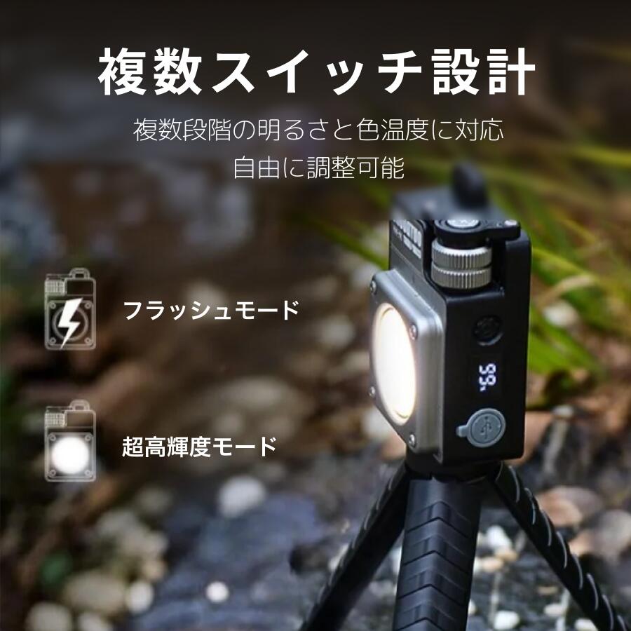 LEDランタン USB充電式 多機能 磁石吸着 多光源COB 作業灯 点検用 アウトドア キャンプ 軽量 持ち運び ミニ LED アウトドア ランタン 色温調整 4段階 157g