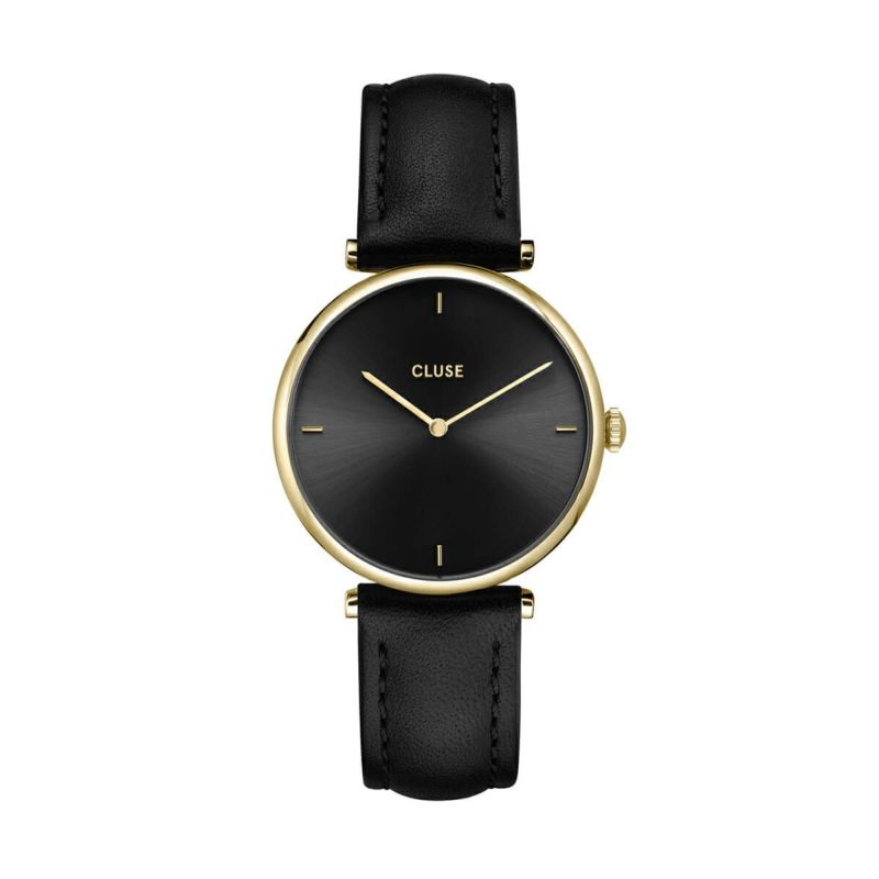 正規品 CLUSE クルース 腕時計 レディース Triomphe トリオンフ ブラック ゴールド レザーベルト cw10404