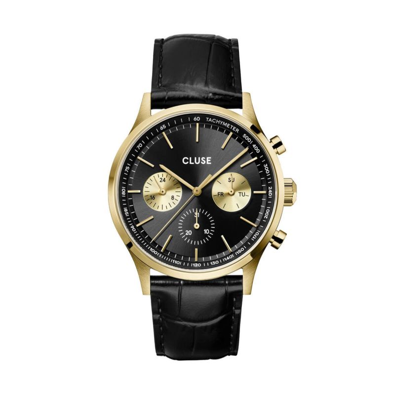 正規品 CLUSE クルース 腕時計 メンズ Antheor Multifunction アンセオール マルチファンクション ブラック ゴールド／ブラック 型押しレザーベルト cw21004