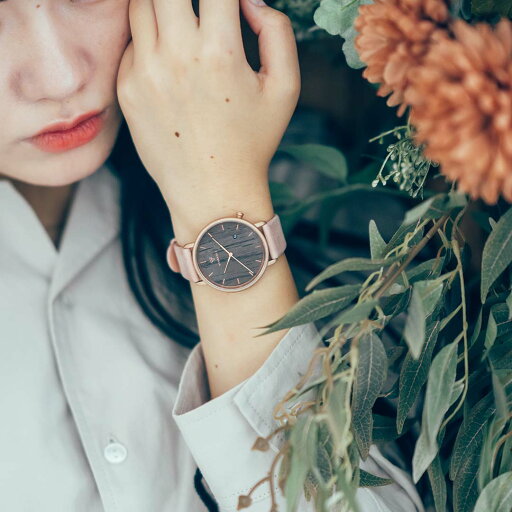 【先着15名 レビュー特典】替えベルト1本プレゼント 正規品 KERBHOLZ カーブホルツ 木製腕時計 レディース メンズ TILDA 38mm ティルダ ダークウッド ローズゴールド ピンクレザーベルト ETIL8582