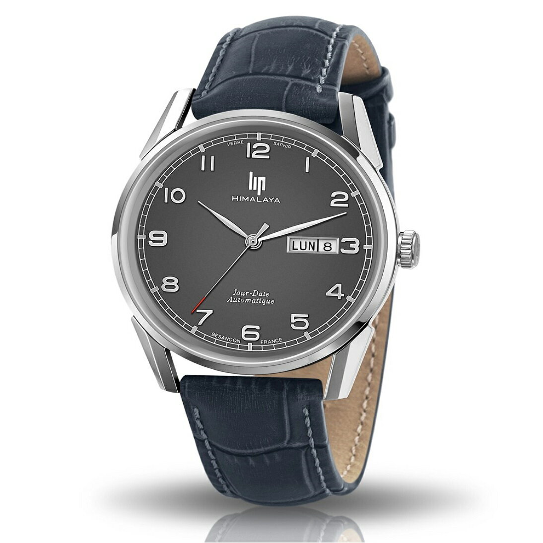 正規品 LIP リップ 腕時計 メンズ Himalaya 40mm ヒマラヤ シルバー クロコダイル ダークグレーレザーベルト 自動巻き 671578